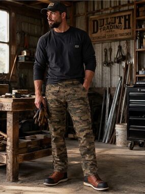 Duluth Trading Co Men's Firehose Flex Pants -  Camo